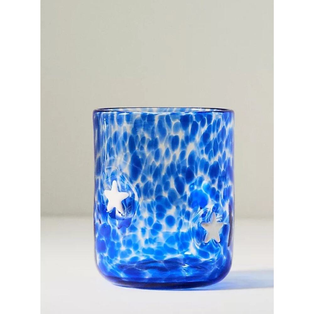 Anthropologie Icon Confetti Star Blue Juice Glass